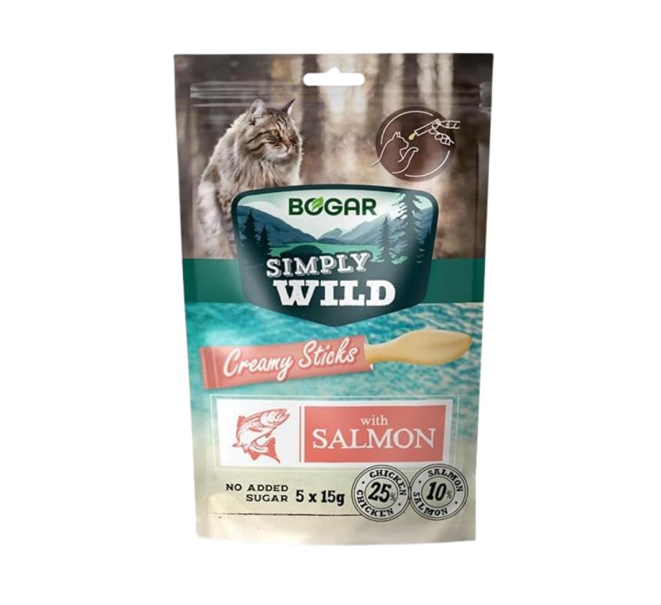 Bogar Simply Wild Creamy Sticks Salmão para Gato