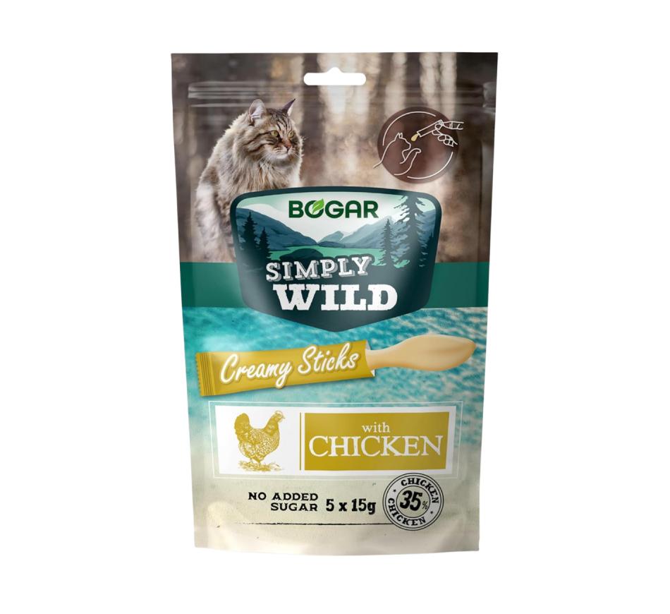 Bogar Simply Wild Creamy Sticks Frango para Gato