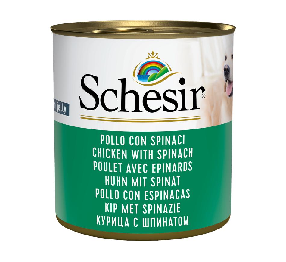 Schesir Cão Frango e Espinafres em Gelatina 