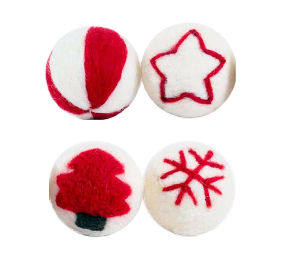 Pack 4 Wool Cat Balls - Rosewood