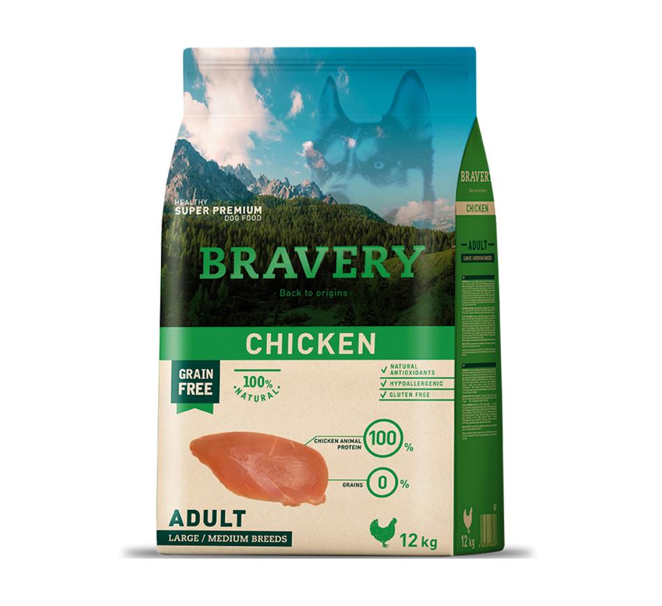Bravery Dog Adult Medium/Large - Frango & Grain Free
