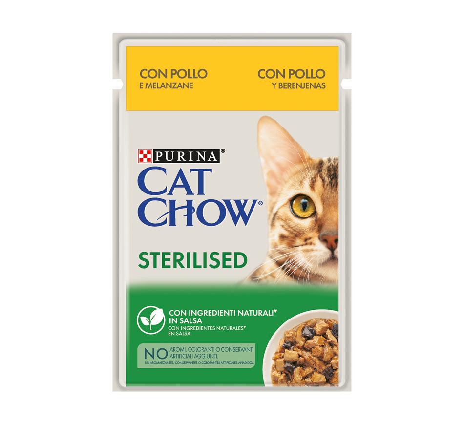 Cat Chow Gato adulto Sterilised Frango e Beringela em Molho