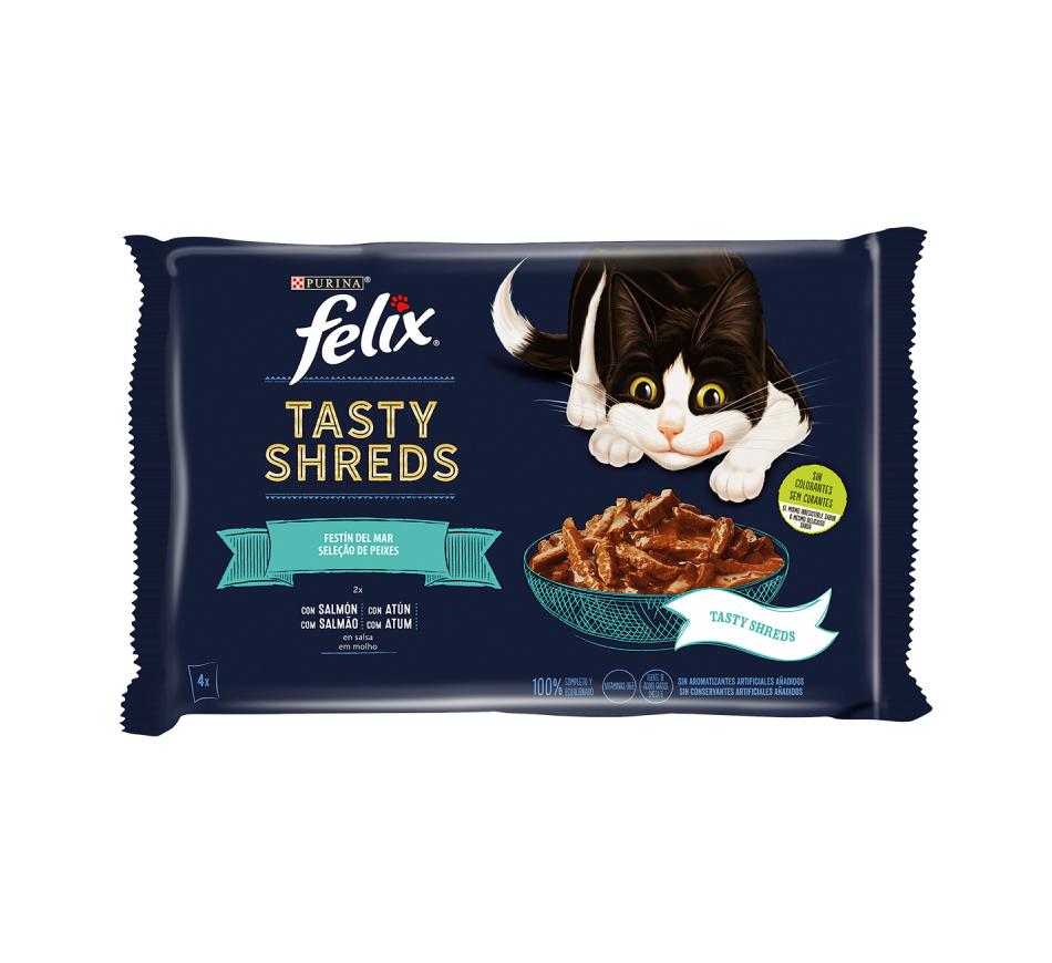 Felix Tasty Shreds Seleção de Peixes Atum e Salmão