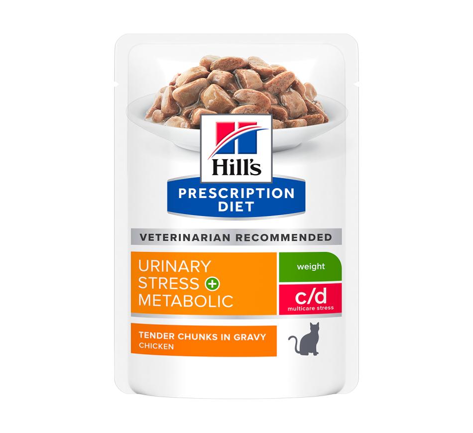 Hill's Prescription Diet Gato c/d Multicare Urinary Stress + Metabolic em molho Frango