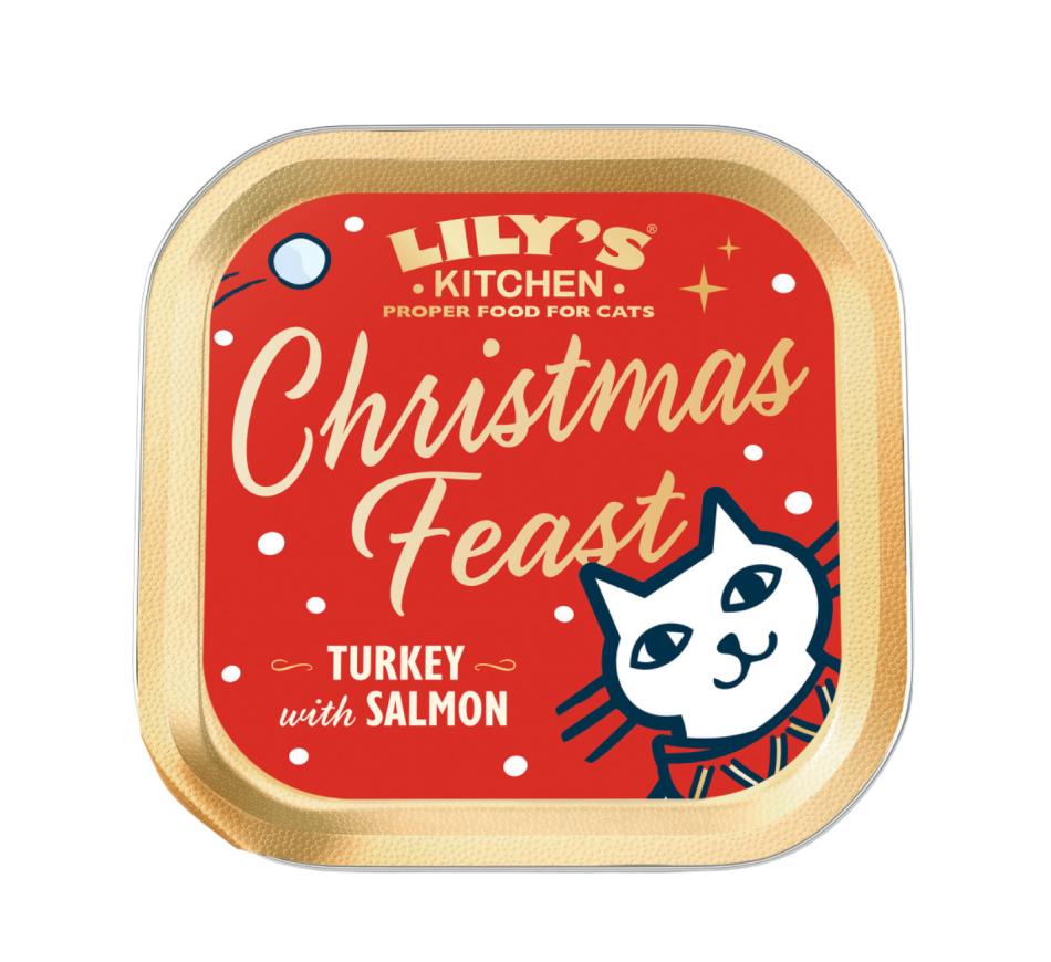   Lily's Kitchen Gato Christmas Feast patê de Peru com Salmão - Edição Natal