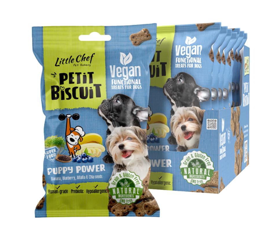 Petit Biscuit Puppy Power Vegan Grain Free Treat para Cães