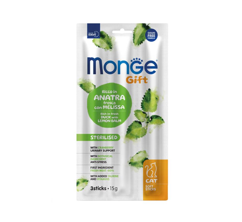 Monge Gift Sticks Gato Adulto Sterilised - Pato Fresco e Erva-Cidreira