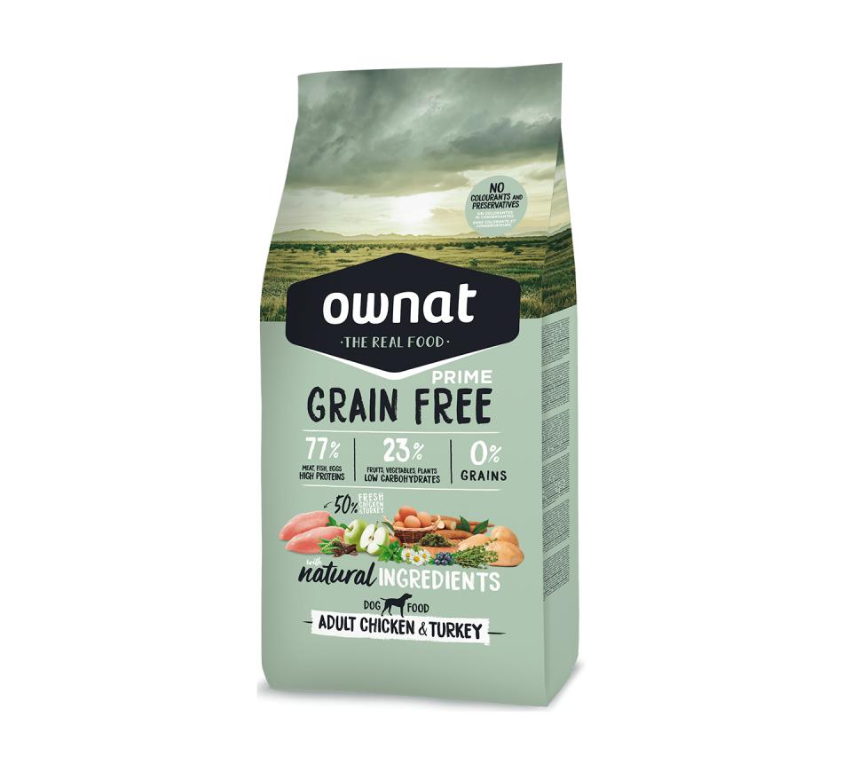 Ownat Grain Free Prime Cão Adulto - Frango & Peru