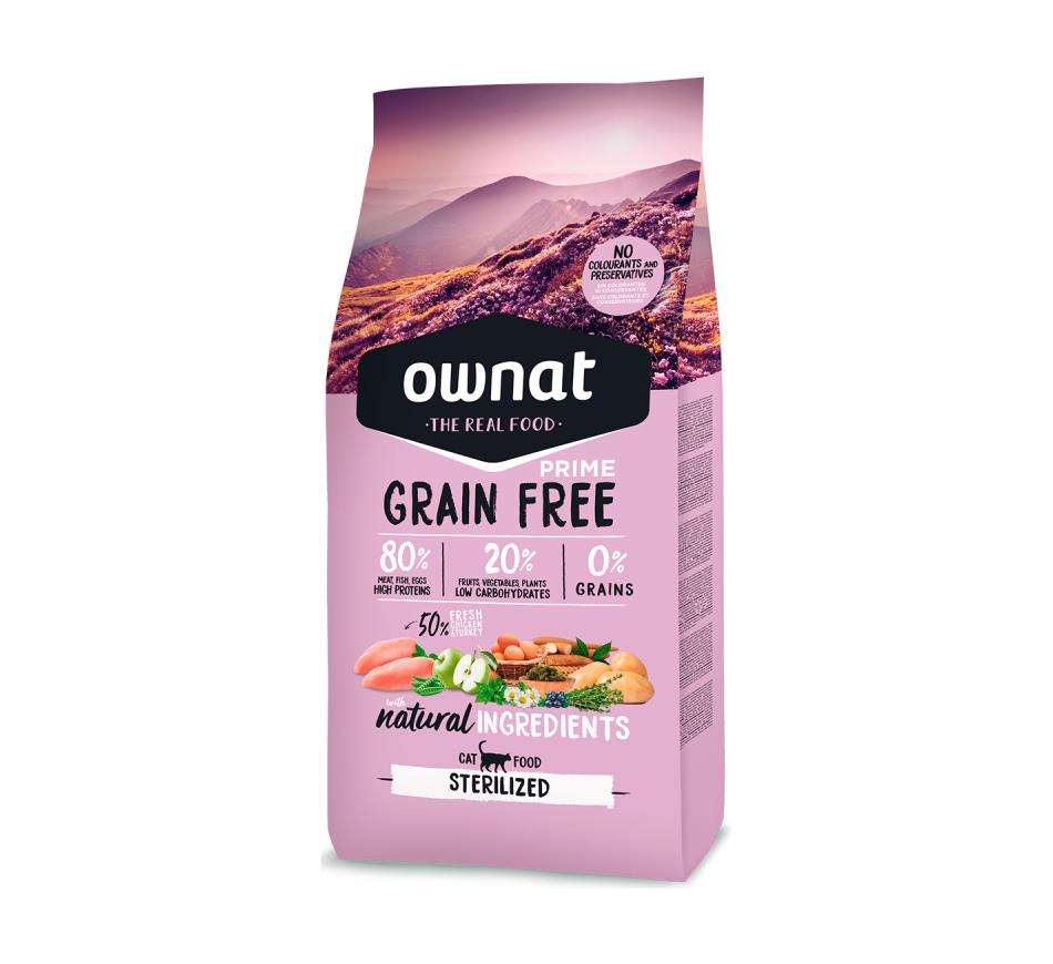 Ownat Grain Free Prime Gato Esterilizado - Frango e Perú