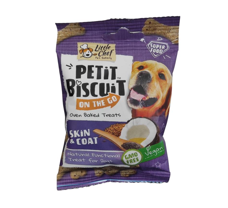 Petit Biscuit On the Go Skin & Coat Vegan Low Grain Treat Cão